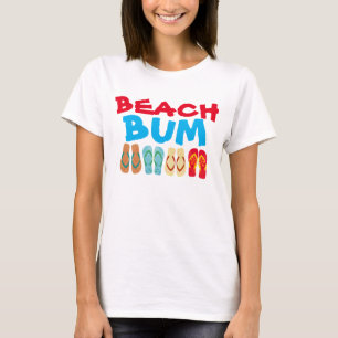 Kleurrijke Teenslippers Witte strand T T-shirt