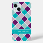 Kleurrijke Tegel Patroon met Aangepaste Naam Case-Mate iPhone Case (Achterkant)