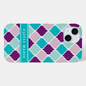 Kleurrijke Tegel Patroon met Aangepaste Naam Case-Mate iPhone Case (Achterkant (horizontaal))