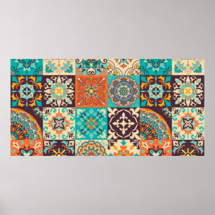 Kleurrijke tegels Azulejos. Traditioneel Portugees Poster