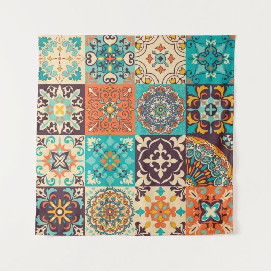 Kleurrijke tegels Azulejos. Traditioneel Portugees Wandkleed (Voorkant)