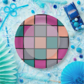 Kleurrijke Tegels met lichter hoofdgebied Papieren Bordje (Feest)