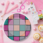 Kleurrijke Tegels met lichter hoofdgebied Papieren Bordje (Feest)