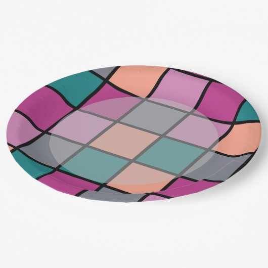 Kleurrijke Tegels met lichter hoofdgebied Papieren Bordje (Gekanteld)