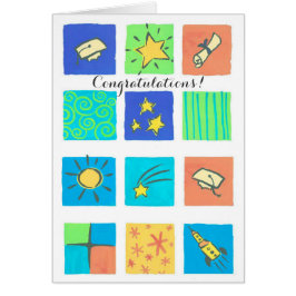 Kleurrijke tegels pet afstuderen aanpasbare kaart