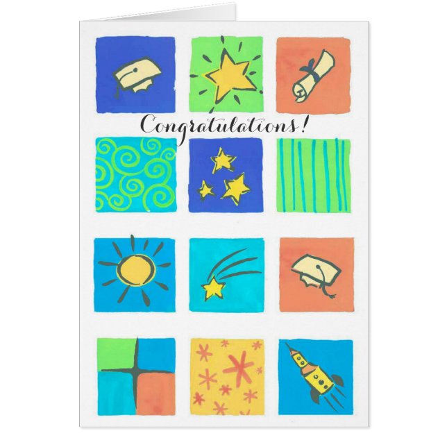 Kleurrijke tegels pet afstuderen aanpasbare kaart (Voorkant)