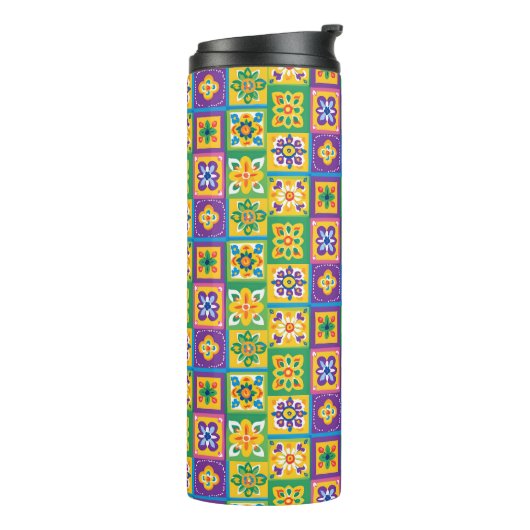 Kleurrijke tegels thermosbeker (Gedraaid links)