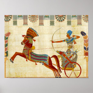 Kleurrijke tekening van farao Ramses II uit het ou Poster