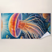 Kleurrijke Tekening van Gelei Vis Strandlaken (Voorkant)