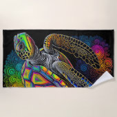 Kleurrijke Tekening van Zeeen Schildpad Strandlaken