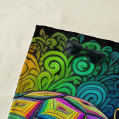 Kleurrijke Tekening van Zeeen Schildpad Strandlaken