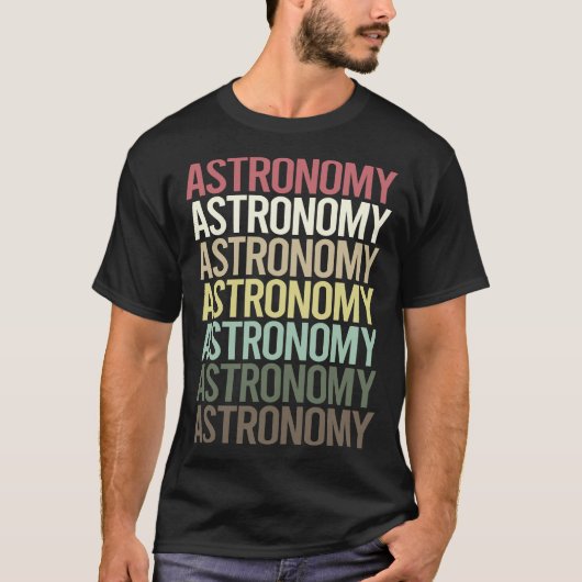Kleurrijke tekst astronomie t-shirt (Voorkant)
