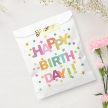 Kleurrijke tekst confetti en sterren Gelukkig Verj