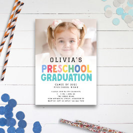 Kleurrijke Tekst Foto Preschool Afstuderen Kaart