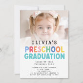 Kleurrijke Tekst Foto Preschool Afstuderen Kaart (Voorkant)
