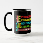 Kleurrijke tekst Hij is PA, Vaderdag Gift Mok (Links)