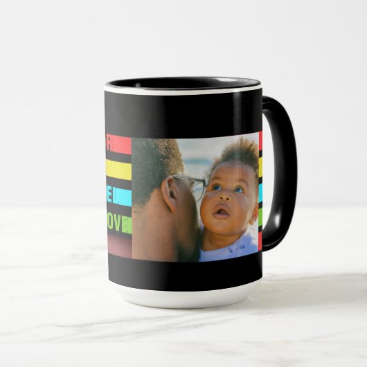 Kleurrijke tekst Hij is PA, Vaderdag Gift Mok (Voorkant rechts)