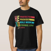 Kleurrijke tekst Hij is PA, Vaderdag Gift T-shirt (Voorkant)