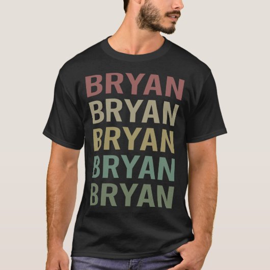 Kleurrijke Tekst Kunst - Bryan Naam T-shirt (Voorkant)
