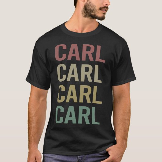Kleurrijke Tekst Kunst - Carl Name T-shirt (Voorkant)