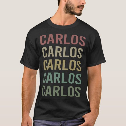 Kleurrijke tekst Kunst - Carlos Naam T-shirt (Voorkant)
