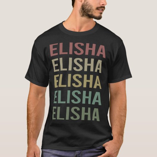Kleurrijke tekst kunst - Elisha Name T-shirt (Voorkant)