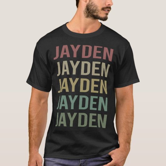 Kleurrijke Tekst Kunst - Jayden Naam T-shirt (Voorkant)