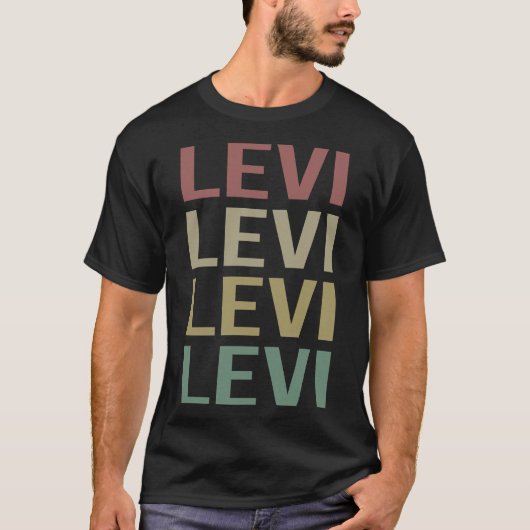 Kleurrijke tekst kunst - Levi naam T-shirt (Voorkant)