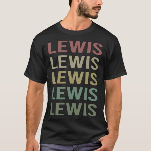 Kleurrijke Tekst Kunst - Lewis Naam T-shirt (Voorkant)