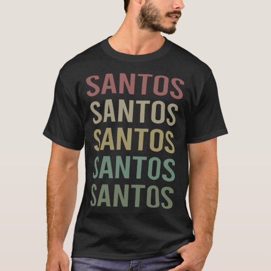Kleurrijke tekst kunst - Santos naam T-shirt (Voorkant)