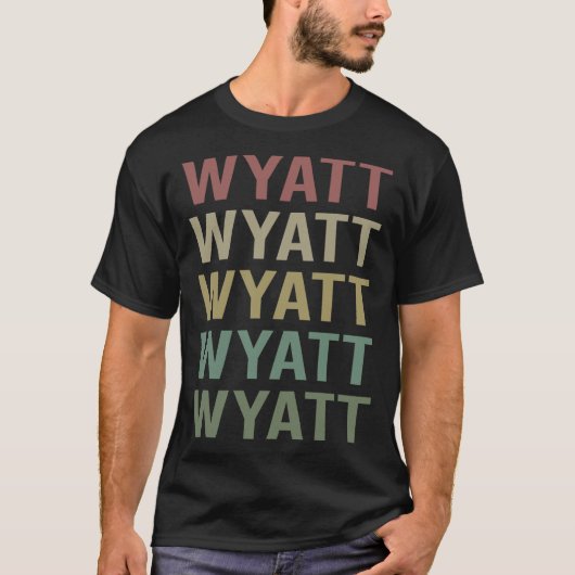 Kleurrijke tekst kunst - Wyatt naam T-shirt (Voorkant)