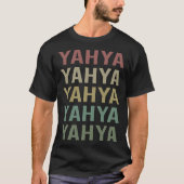 Kleurrijke Tekst Kunst - Yahya Naam T-shirt (Voorkant)