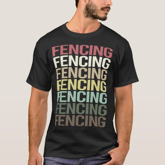 Kleurrijke tekst omheining schermer t-shirt (Voorkant)