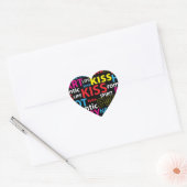 Kleurrijke tekst ontwerp- Love Kiss Lips Hart Sticker (Envelop)