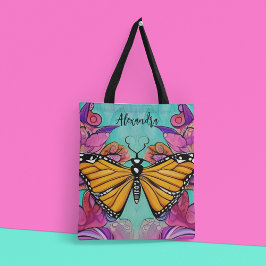 Kleurrijke tekst op maat tote bag