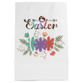 Kleurrijke tekst Pasen en kleurrijke bloemen Medium Cadeauzakje (Achterkant)