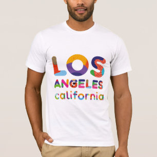 Kleurrijke tekst van Los Angeles California T-shirt