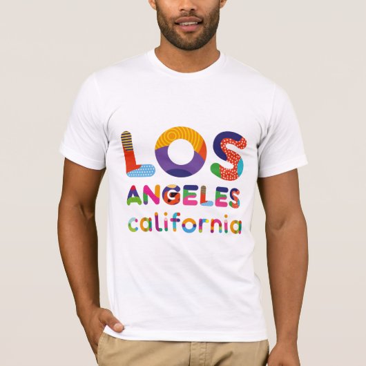 Kleurrijke tekst van Los Angeles California T-shirt (Voorkant)