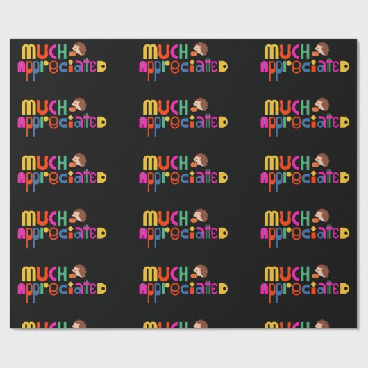 Kleurrijke tekst veel gewaardeerd zwart cadeaupapier (Vlak)