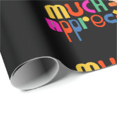 Kleurrijke tekst veel gewaardeerd zwart cadeaupapier (Rol Hoek)