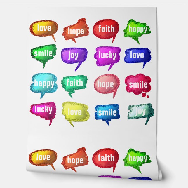 Kleurrijke tekst voor positief denken behang (Afrollen)