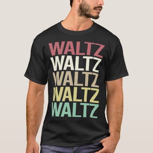 Kleurrijke tekst wals t-shirt (Voorkant)
