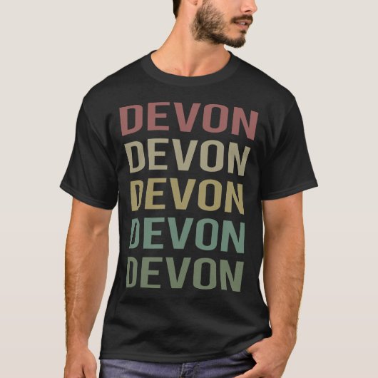 Kleurrijke tekstkunst - Devon naam T-shirt (Voorkant)
