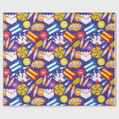 Kleurrijke Ten Pin Bowling Verjaardag Party Patroo Cadeaupapier (Vlak)