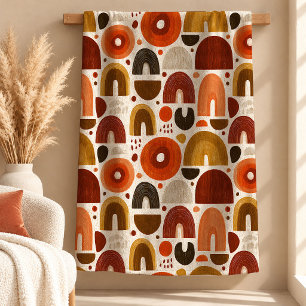Kleurrijke Terracotta Roest Boho Regenboog Worpdek Fleece Deken