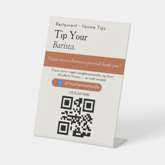 Kleurrijke Terracotta Tip Uw Barista QR Code Bord Reclamebord Met Voetstuk