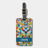 Kleurrijke Terrazzo Mozaïek Naam Bagagelabel (Voorkant verticaal)