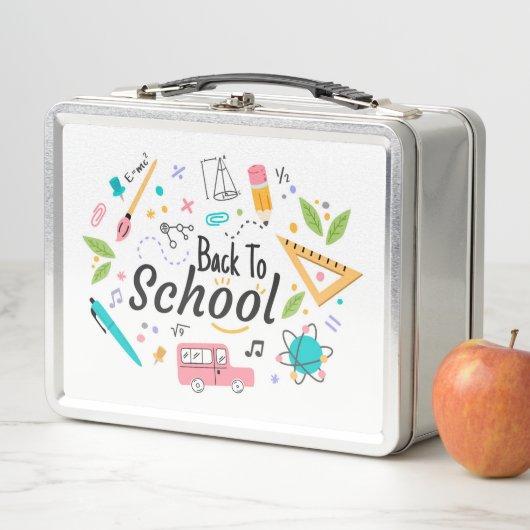 Kleurrijke Terug naar School Custom Metal Lunchbox (In situ)
