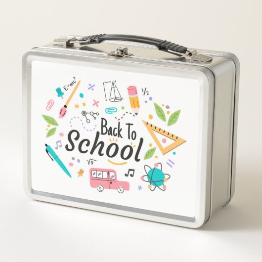 Kleurrijke Terug naar School Custom Metal Lunchbox (Voorkant)
