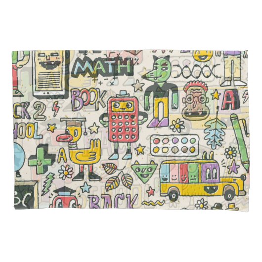 Kleurrijke terug naar school doodles kussensloop (Voorkant)